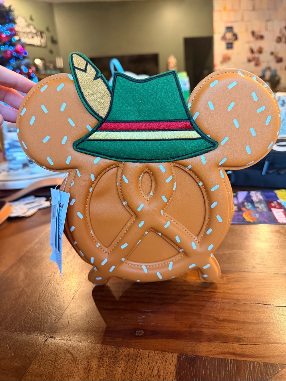 NWT Disney Mickey Oktoberfest Pretzel 🥨 Crossbody Bag with Green Hat Accent
